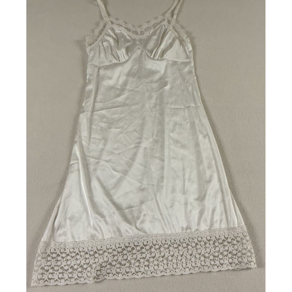 Belle Pogue Lace Full Slip Nightgown Sleepwear Sweetheart‎ Adj Strap SZ SM Flaw